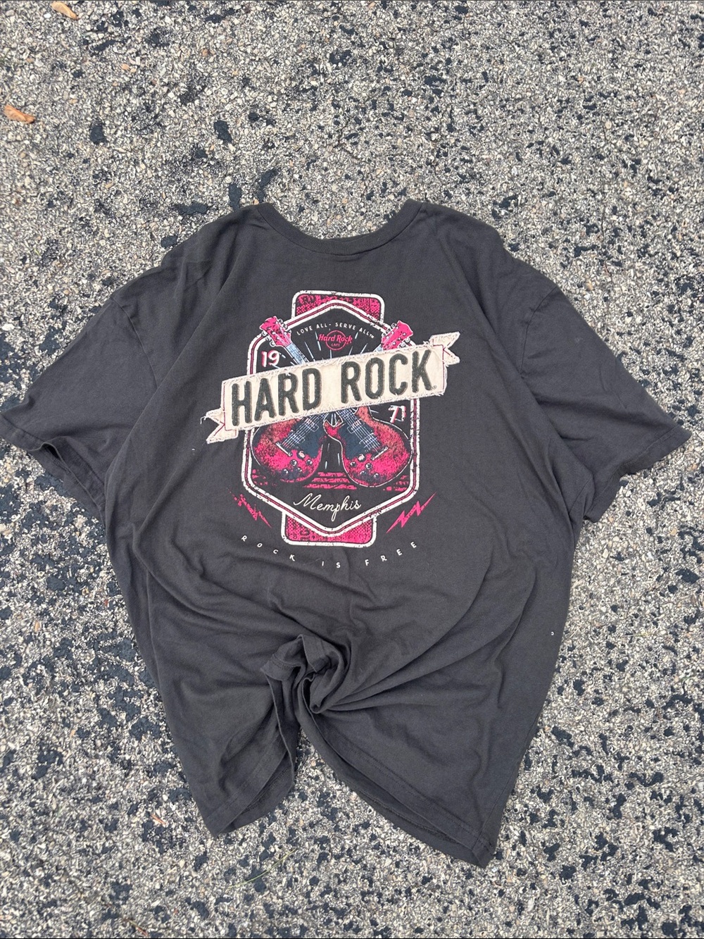 Vintage Y2K Hard Rock Cafe Mens XL Cotton Memphis Guitar Graphic Tee T-Shirt Gra